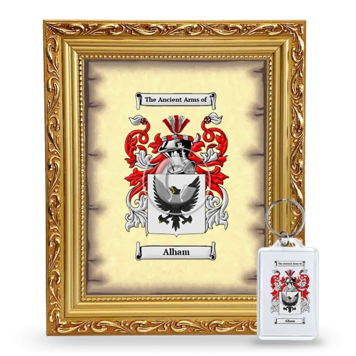 Alham Framed Coat of Arms and Keychain - Gold