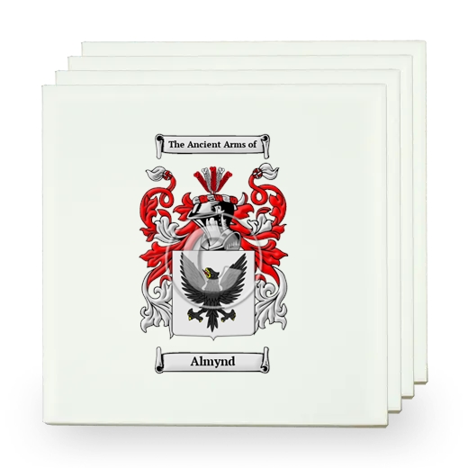 Almynd Set of Four Small Tiles with Coat of Arms