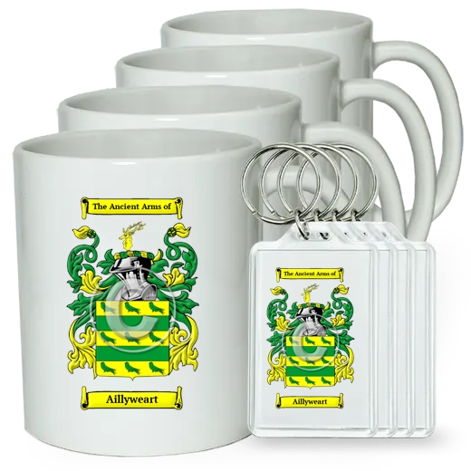 Aillyweart Set of 4 Coffee Mugs and Keychains