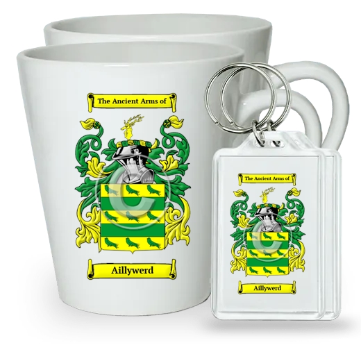 Aillywerd Pair of Latte Mugs and Pair of Keychains