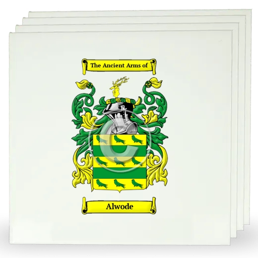 Alwode Set of Four Large Tiles with Coat of Arms