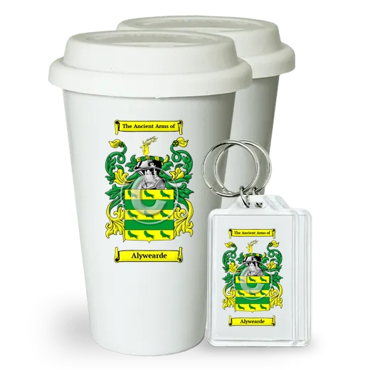 Alywearde Pair of Ceramic Tumblers with Lids and Keychains