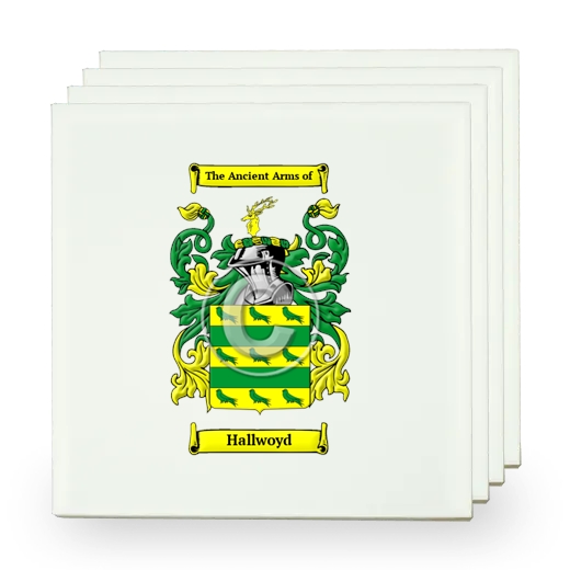 Hallwoyd Set of Four Small Tiles with Coat of Arms