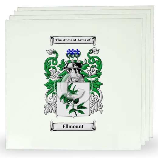 Ellmount Set of Four Large Tiles with Coat of Arms