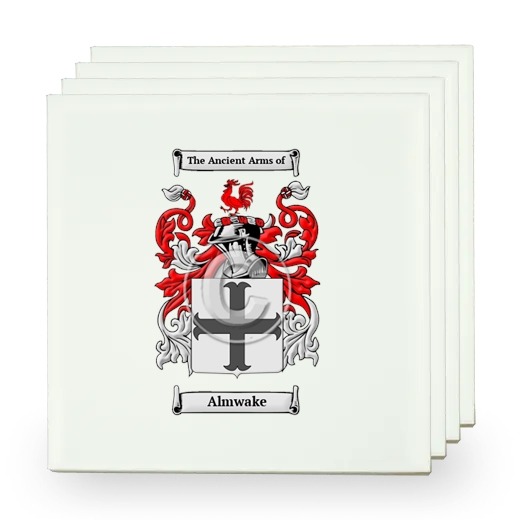 Almwake Set of Four Small Tiles with Coat of Arms