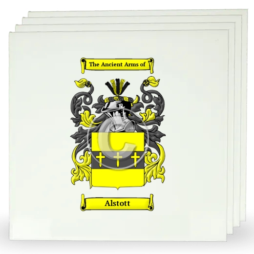 Alstott Set of Four Large Tiles with Coat of Arms