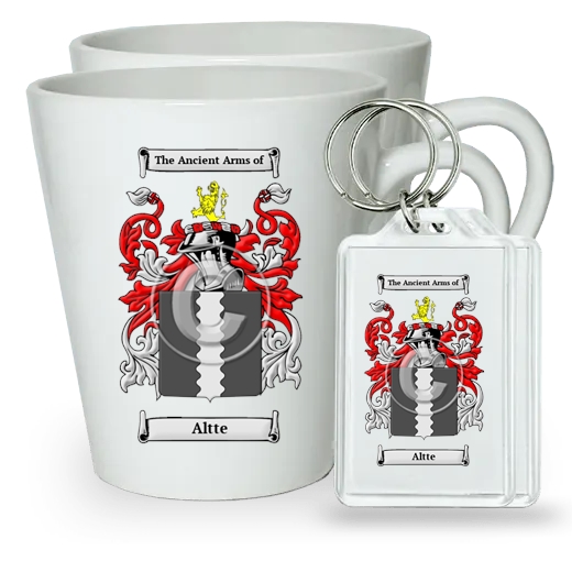 Altte Pair of Latte Mugs and Pair of Keychains