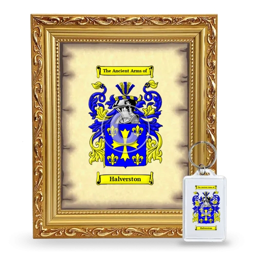 Halverston Framed Coat of Arms and Keychain - Gold