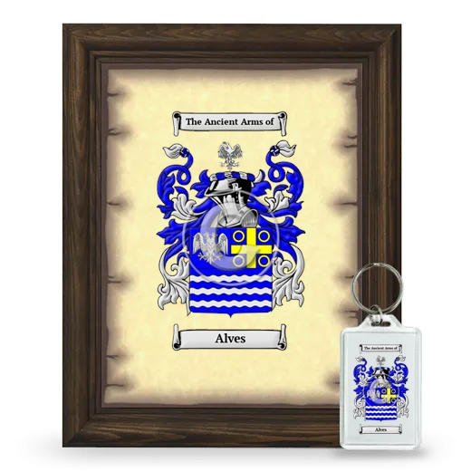 Alves Framed Coat of Arms and Keychain - Brown