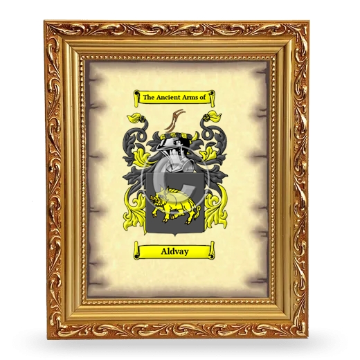 Aldvay Coat of Arms Framed - Gold