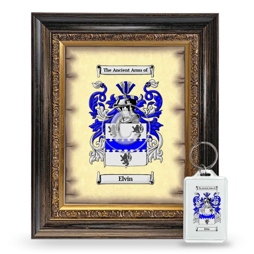 Elvin Framed Coat of Arms and Keychain - Heirloom