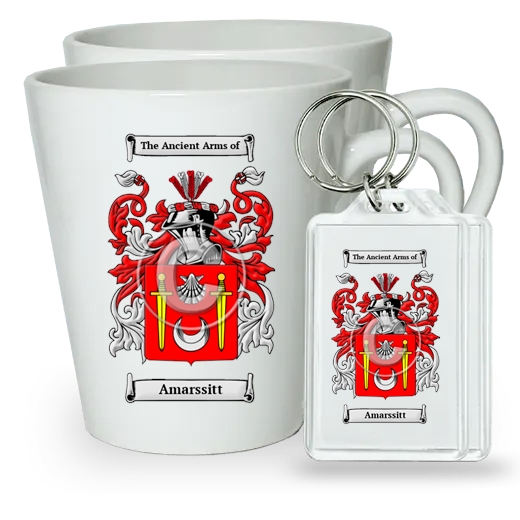 Amarssitt Pair of Latte Mugs and Pair of Keychains