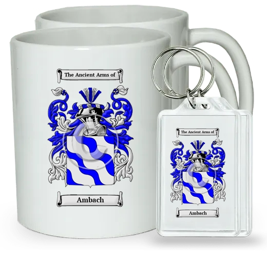 Ambach Pair of Coffee Mugs and Pair of Keychains