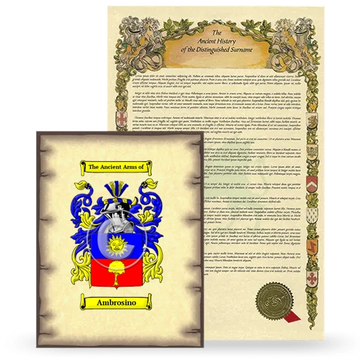 Ambrosino Coat of Arms and Surname History Package