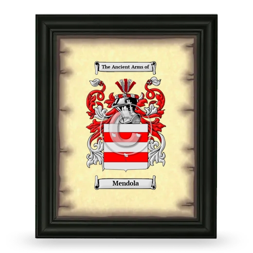 Mendola Coat of Arms Framed - Black