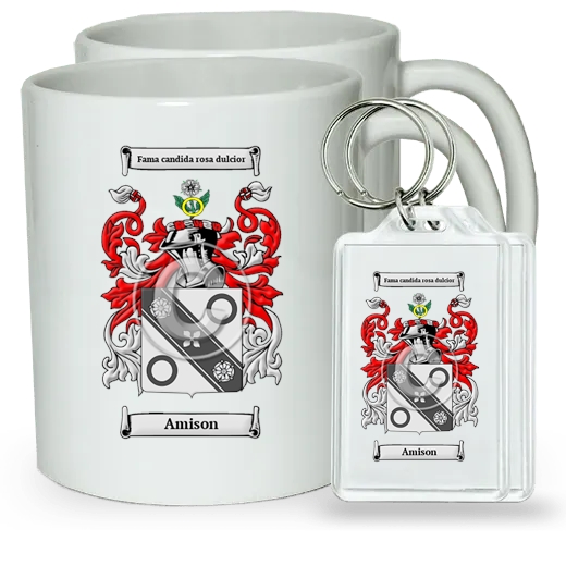 Amison Pair of Coffee Mugs and Pair of Keychains