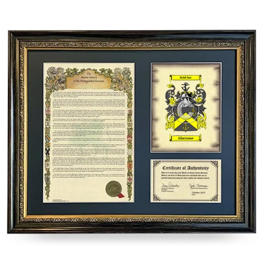 Alncrume Framed Surname History and Coat of Arms- Heirloom