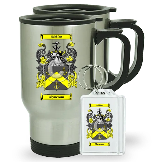 Alyncrom Pair of Travel Mugs and pair of Keychains