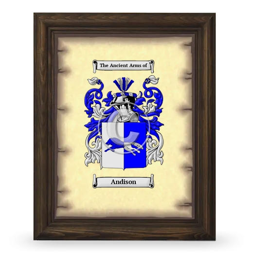 Andison Coat of Arms Framed - Brown
