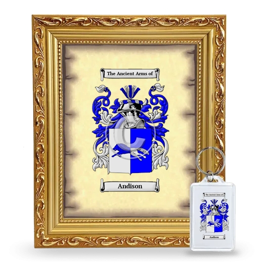 Andison Framed Coat of Arms and Keychain - Gold