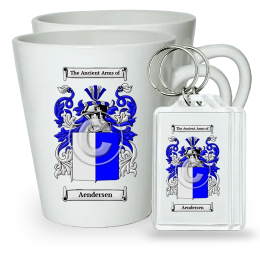 Aendersen Pair of Latte Mugs and Pair of Keychains