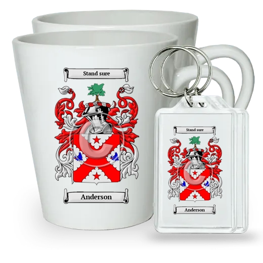 Pair of Latte Mugs and Pair of Keychains