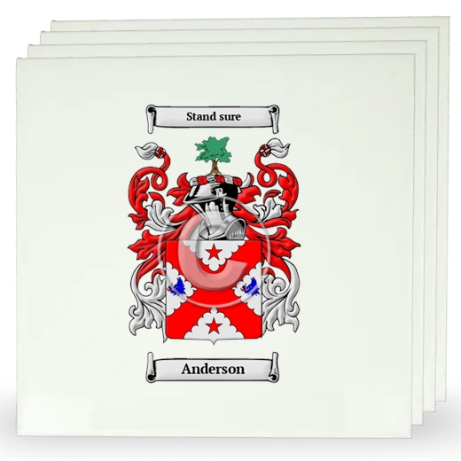 Set of Four Large Tiles with Coat of Arms