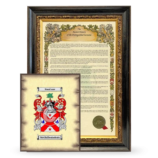 McGhilleaindrais Framed History and Coat of Arms Print - Heirloom