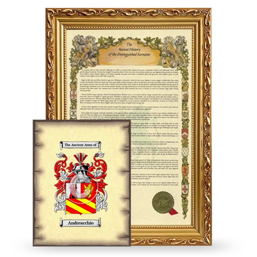 Andreacchio Framed History and Coat of Arms Print - Gold