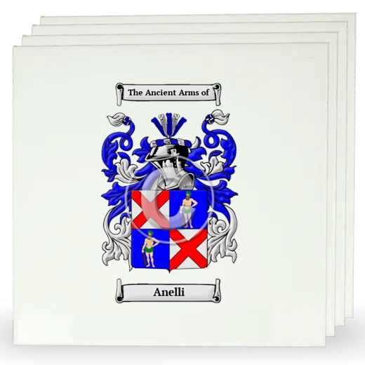 Anelli Set of Four Large Tiles with Coat of Arms