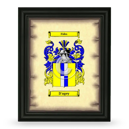 D'agey Coat of Arms Framed - Black