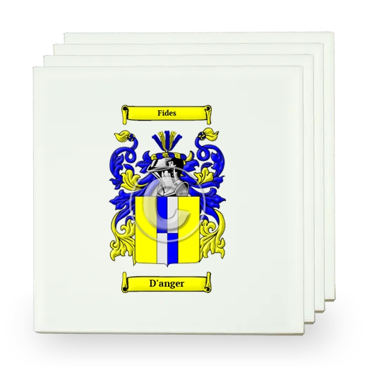 D'anger Set of Four Small Tiles with Coat of Arms