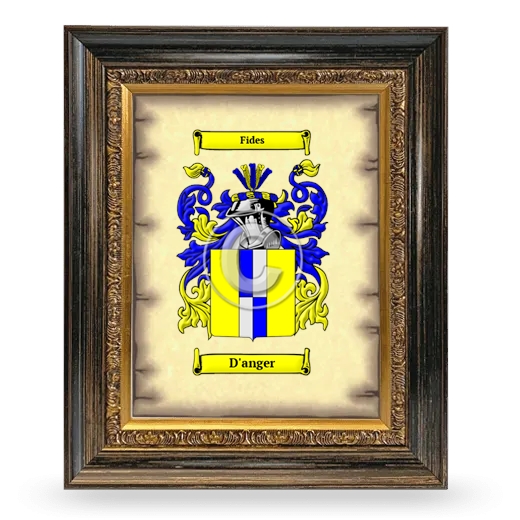 D'anger Coat of Arms Framed - Heirloom