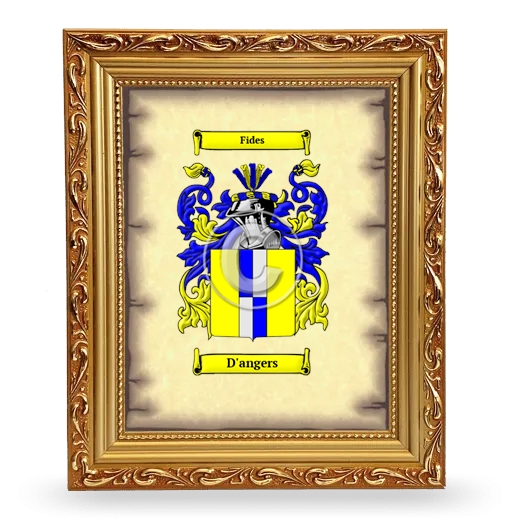 D'angers Coat of Arms Framed - Gold