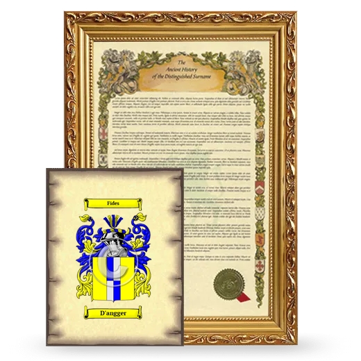 D'angger Framed History and Coat of Arms Print - Gold