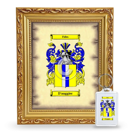 D'anggier Framed Coat of Arms and Keychain - Gold