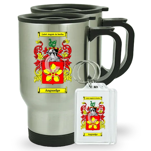 Anguadge Pair of Travel Mugs and pair of Keychains