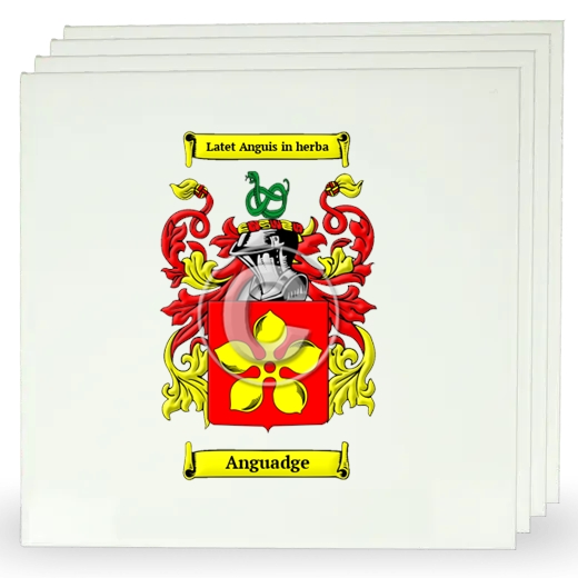 Anguadge Set of Four Large Tiles with Coat of Arms