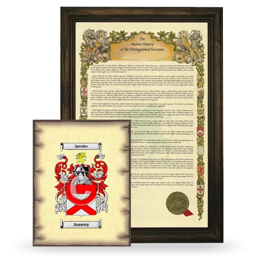 Anneny Framed History and Coat of Arms Print - Brown