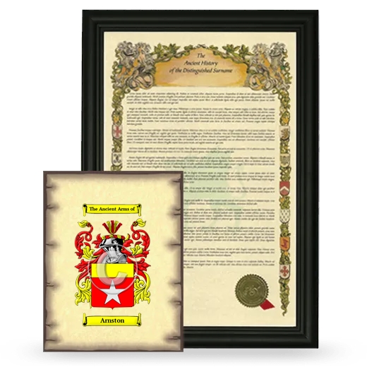 Arnston Framed History and Coat of Arms Print - Black