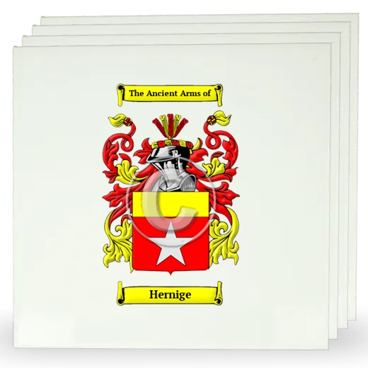 Hernige Set of Four Large Tiles with Coat of Arms