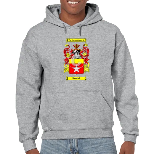 Hernish Grey Unisex Coat of Arms Hooded Sweatshirt