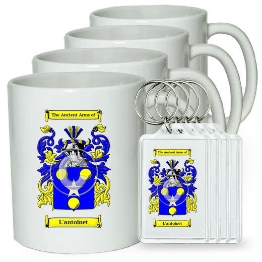 L'antoinet Set of 4 Coffee Mugs and Keychains