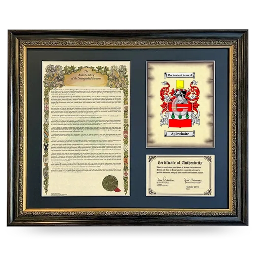 Aplewhaite Framed Surname History and Coat of Arms- Heirloom