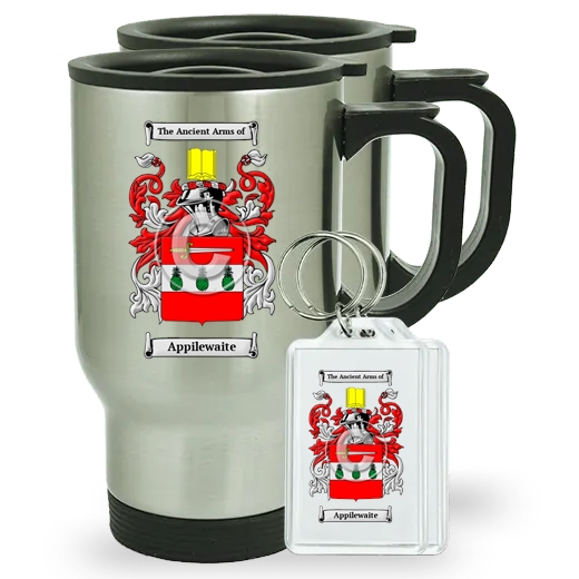 Appilewaite Pair of Travel Mugs and pair of Keychains