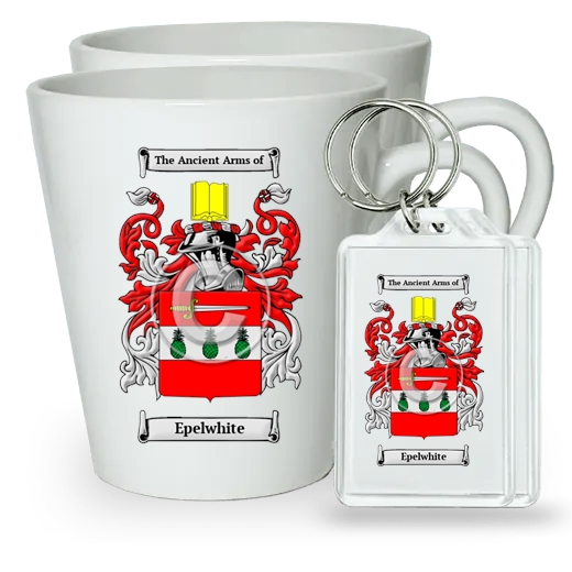 Epelwhite Pair of Latte Mugs and Pair of Keychains