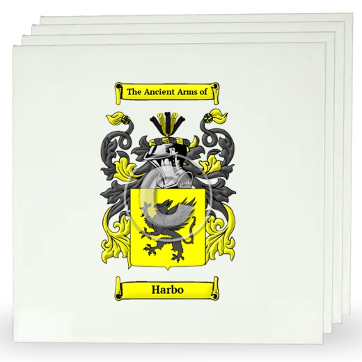 Harbo Set of Four Large Tiles with Coat of Arms