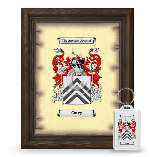 Cotey Framed Coat of Arms and Keychain - Brown