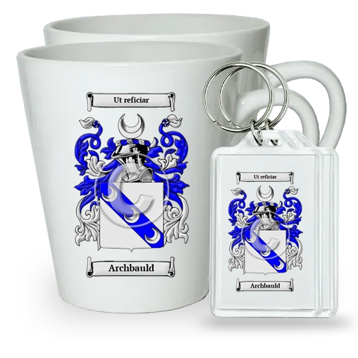 Archbauld Pair of Latte Mugs and Pair of Keychains