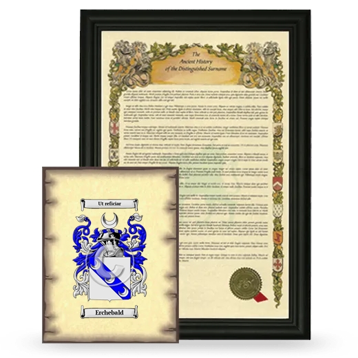 Erchebald Framed History and Coat of Arms Print - Black